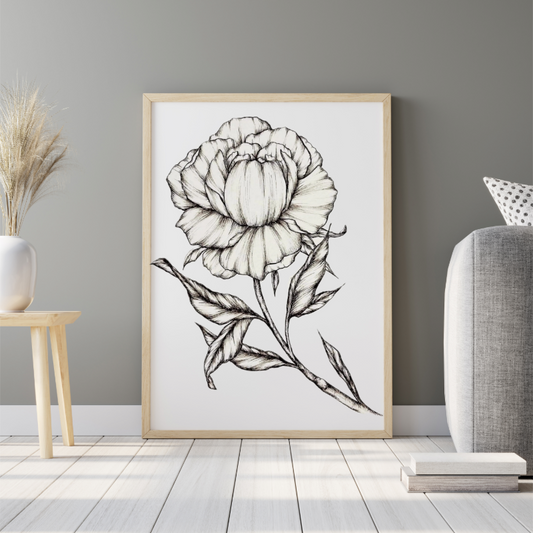 Hand Drawn Floral Art On Cartridge Paper - No Frame (Size: A4 & A3)