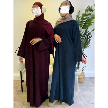 Sweet Bow-knot Dubai Women Closed Abaya Luxury Modest Clothing