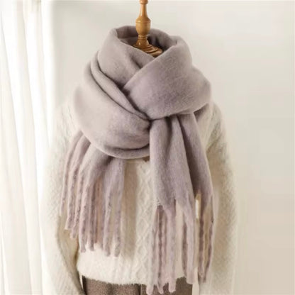 Men Wool & Women Woollen Cashmere Touch Scarf - Warm Fringe Shawl