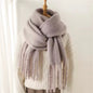 Men Wool & Women Woollen Cashmere Touch Scarf - Warm Fringe Shawl