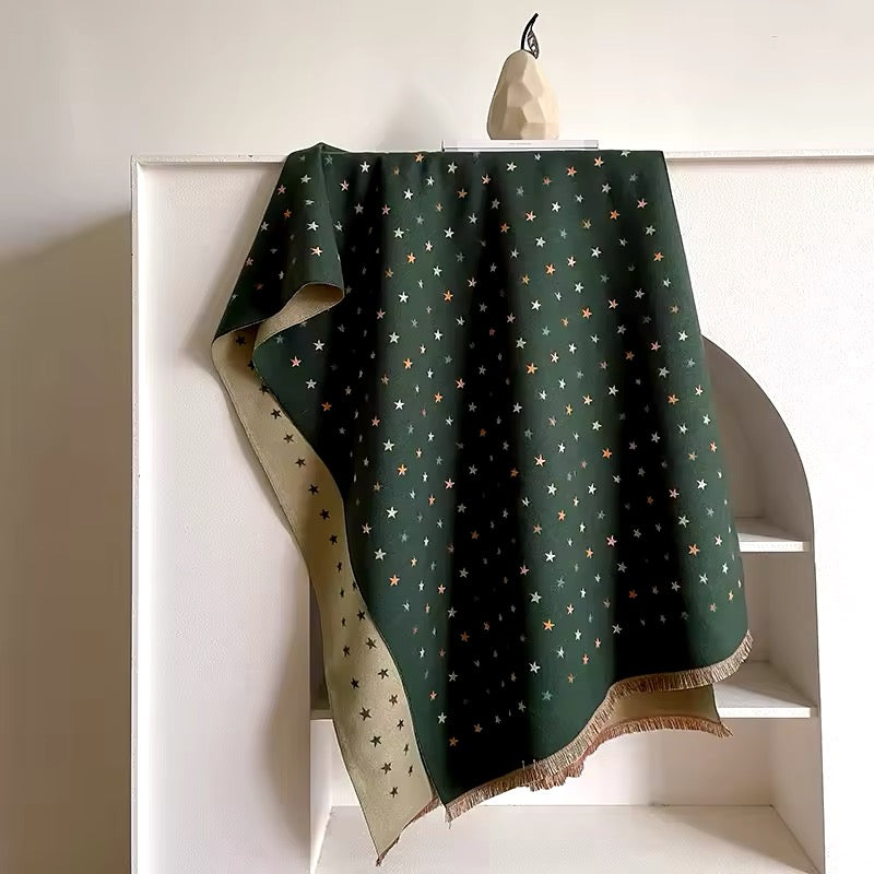 Women Luxurious Cashmere Touch Scarf - Warm Fringe Shawl