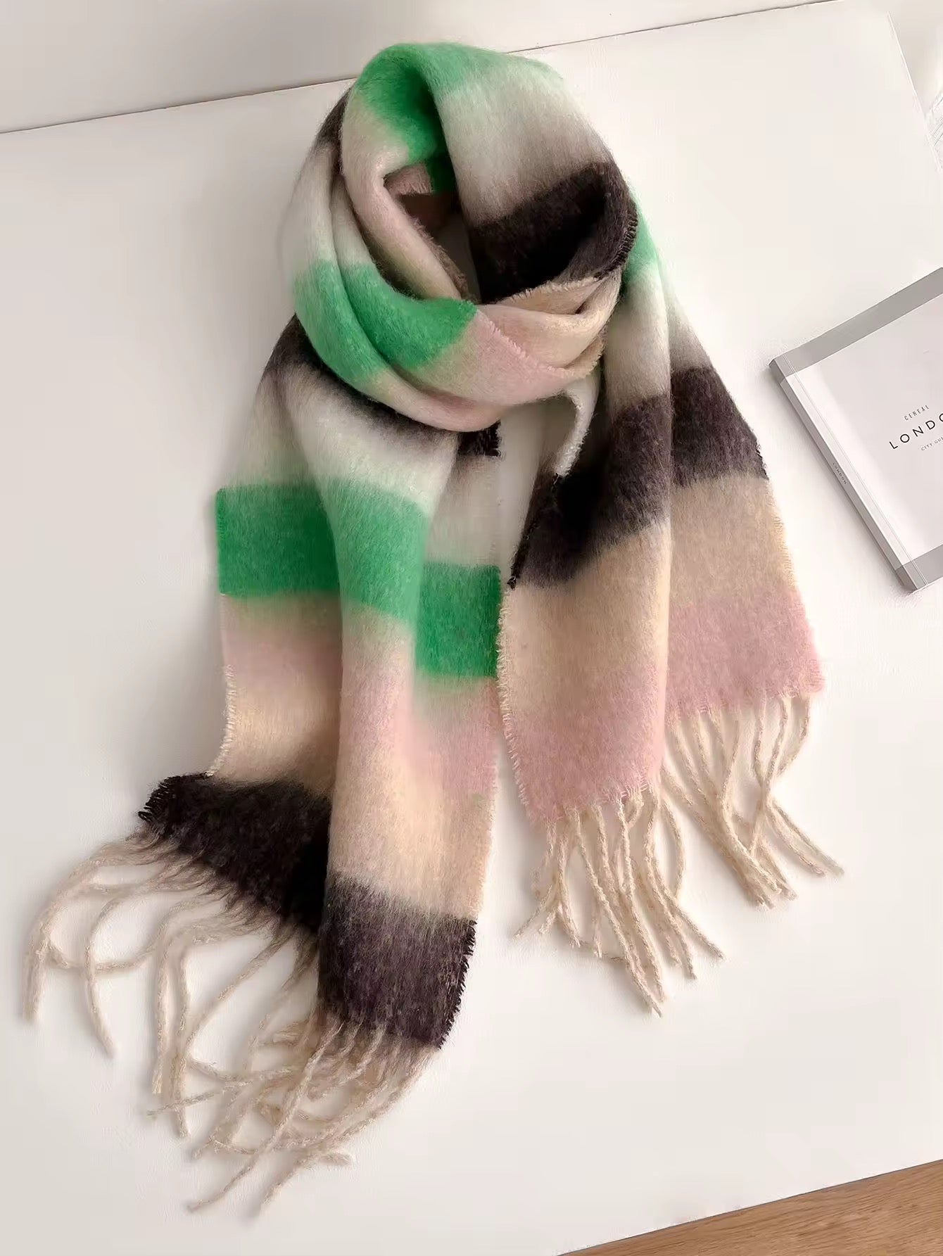Women & Men Wool Autumn Winter Plaid Warmth Scarf Furry Mohair Shawl Women Woollen