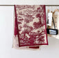 Luxury Women Floral Cashmere Touch Landscape Scarf - Warm Fringe Shawl