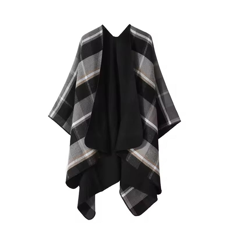 Cashmere Wool Cape Scarf Split Thickened Autumn and Winter Women Cape