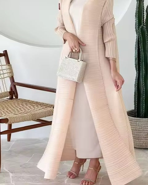 Women Split Abaya Open Front Kaftan Arab Long Robe