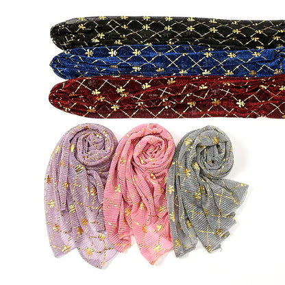 Women Glimmer Shiny Women Hijab Scarf Muslim Long Scarves Light Weight