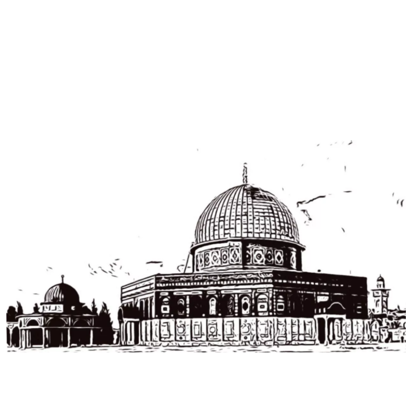 Hand Drawn Golden Dome Mosque City Art on Cartridge Paper - No Frame (Size: A4 & A3)