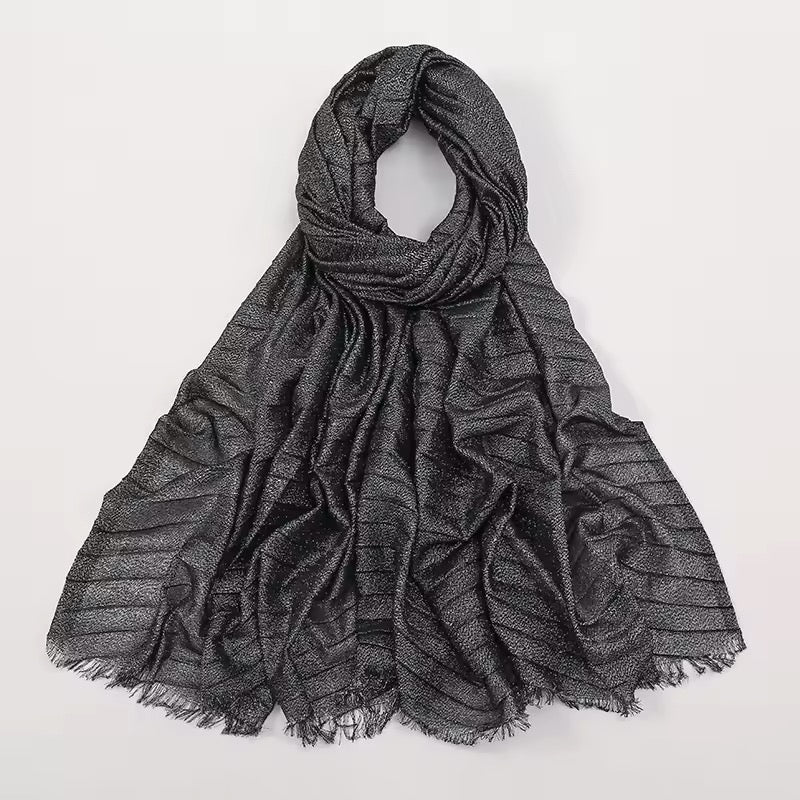 Women Glimmer Shiny Women Hijab Scarf Muslim Long Scarves Light Weight