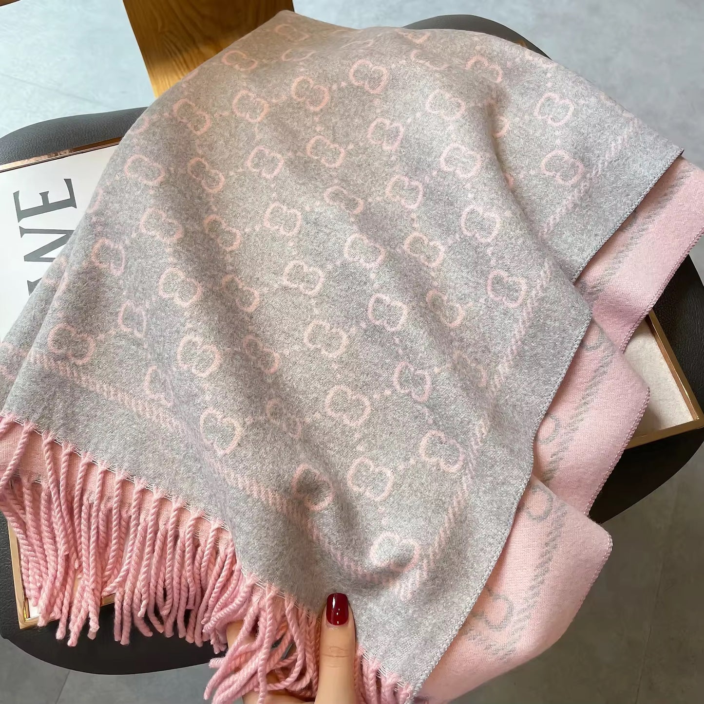 Women Luxurious Cashmere Touch Scarf - Warm Fringe Shawl