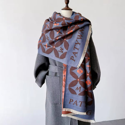 Women Luxurious Cashmere Touch Scarf - Warm Fringe Shawl