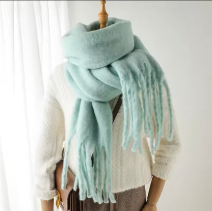 Men Wool & Women Woollen Cashmere Touch Scarf - Warm Fringe Shawl