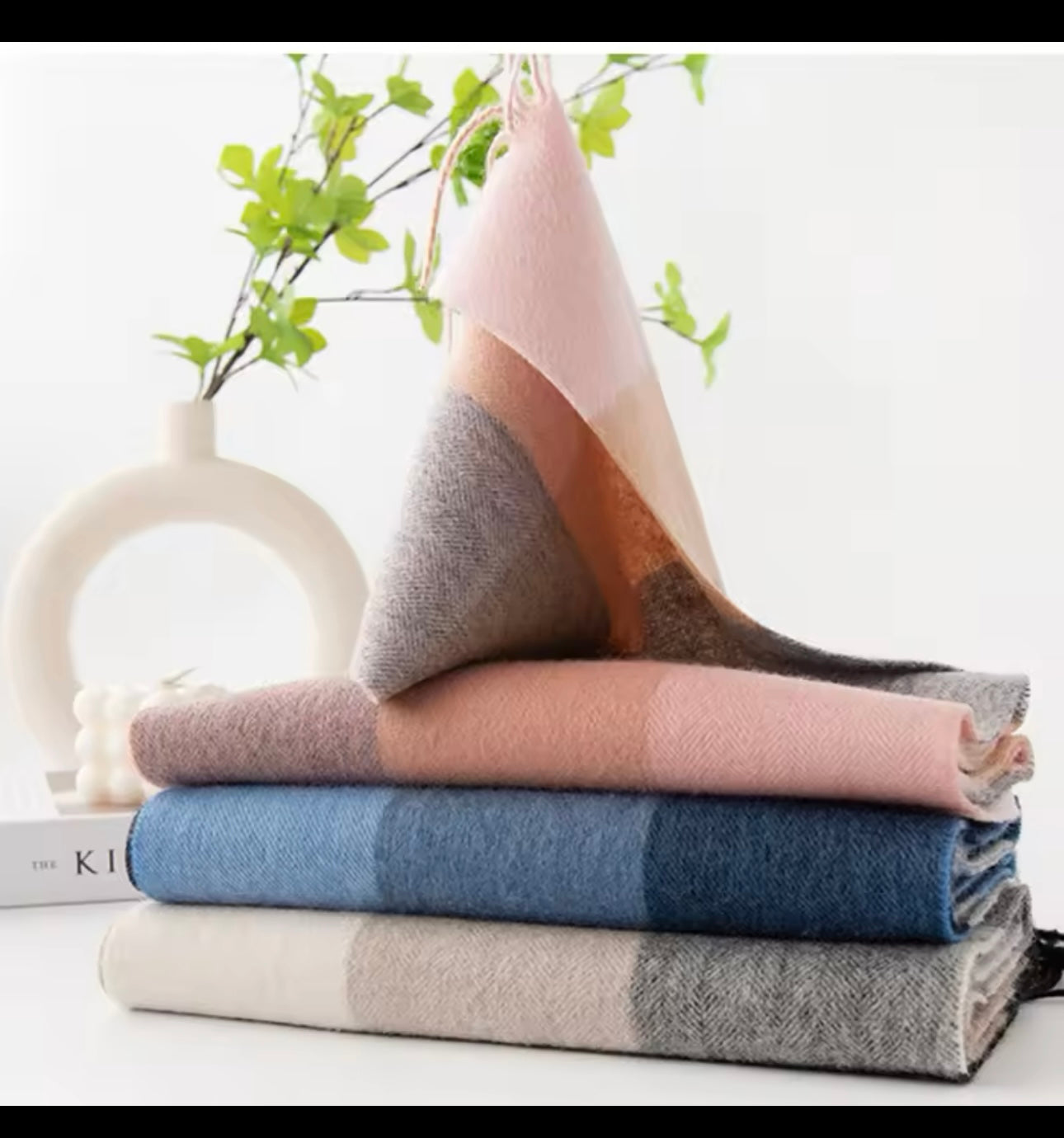 Autumn Winter Plaid Wool Scarf for Men & Women Checked Cashmere Shawl Warm Thickened Neckerchief Korean Versatile Wraps