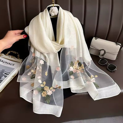 Women Embroidered Scarf Elegant and Versatile for Women Floral Shawl