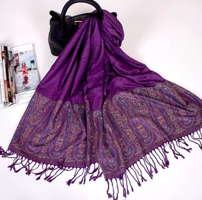 Luxury Women Classic Pashmina Cashmere Touch Scarf - Warm Fringe Pashmina Shaw