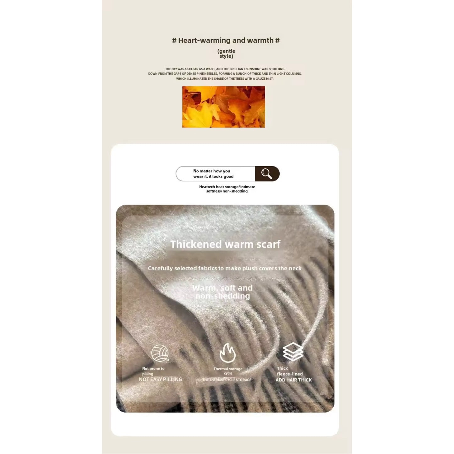 Women & Men Wool Scarf Embossed Simple Warm Muffler Cashmere Thick Fringed Shawl Women Woollen