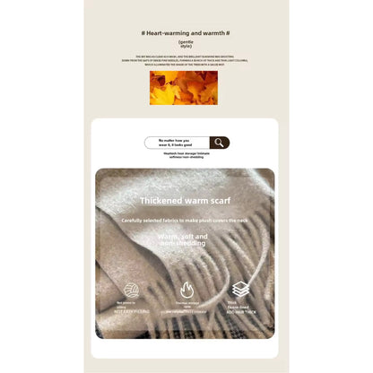 Women & Men Wool Scarf Embossed Simple Warm Muffler Cashmere Thick Fringed Shawl Women Woollen