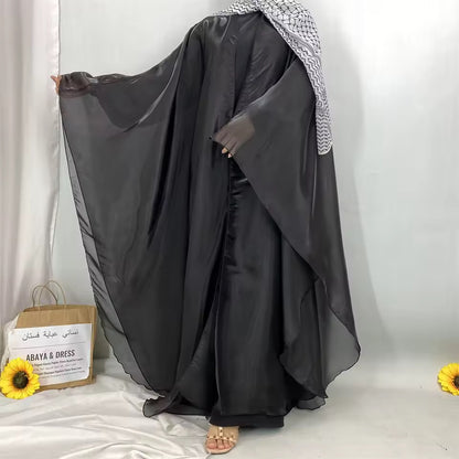 Women Split Abaya Open Front Kaftan Arab Long Robe