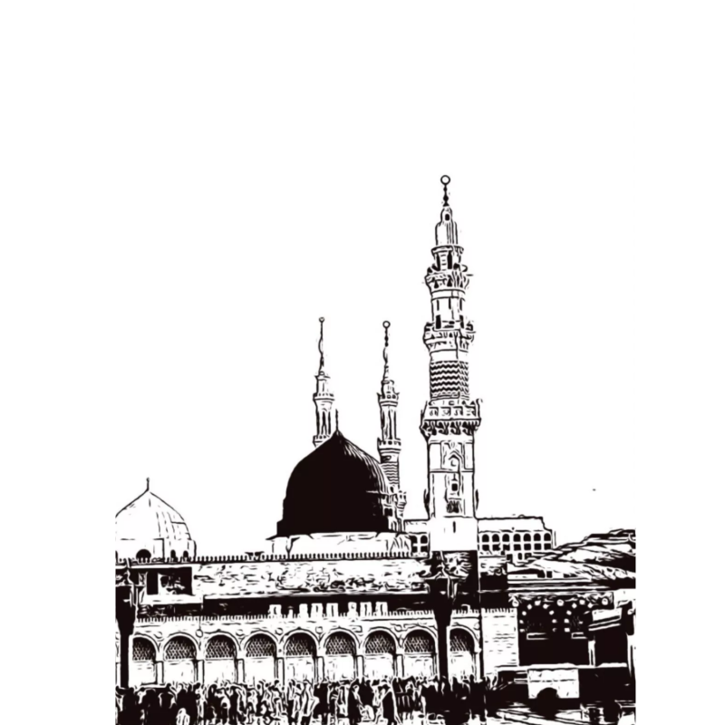 Hand Drawn Madina City Art on Cartridge Paper - No Frame (Size: A4 & A3)