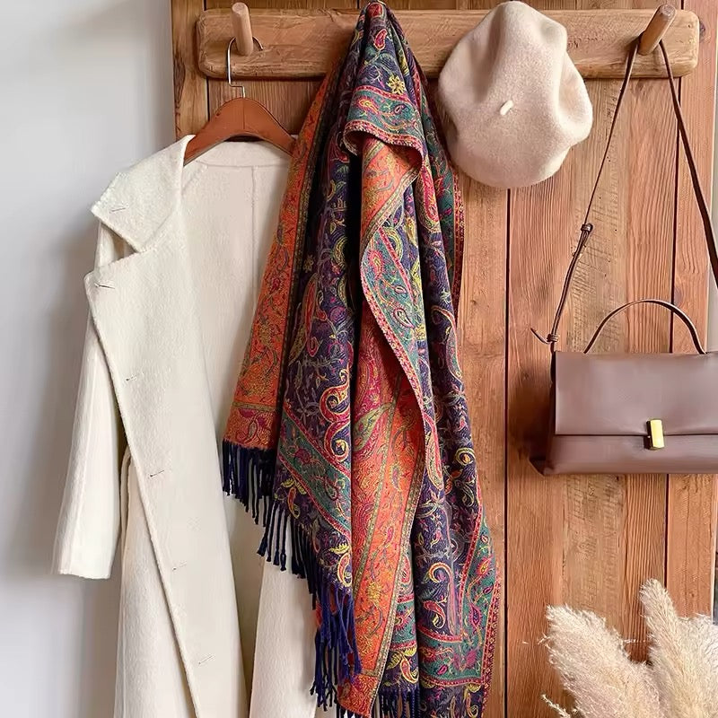 Luxury Women Classic Pashmina Double Sided Cashmere Touch Scarf - Warm Fringe Shawl