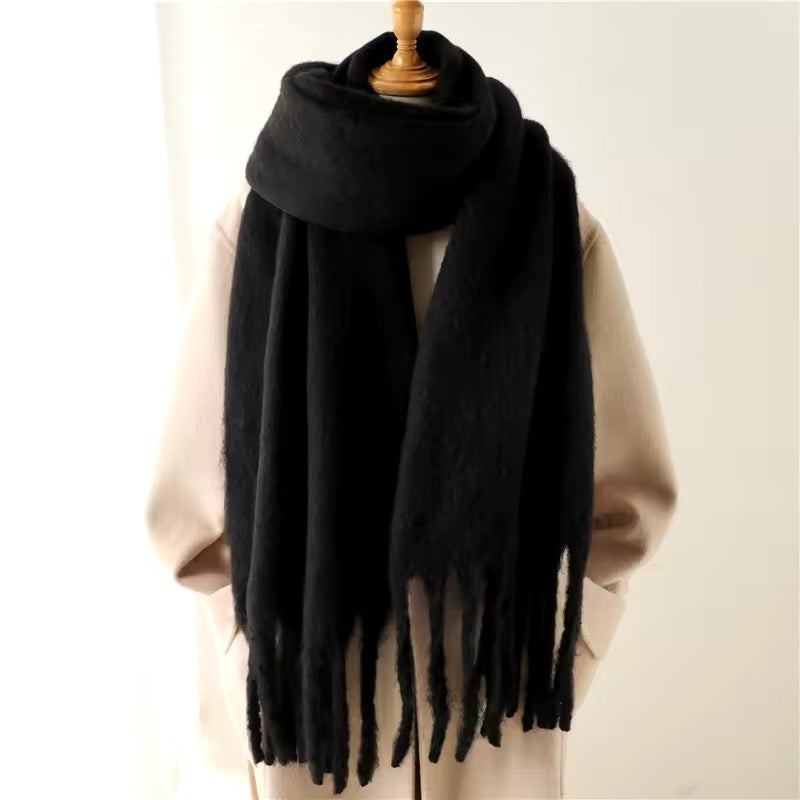 Men Wool & Women Woollen Cashmere Touch Scarf - Warm Fringe Shawl
