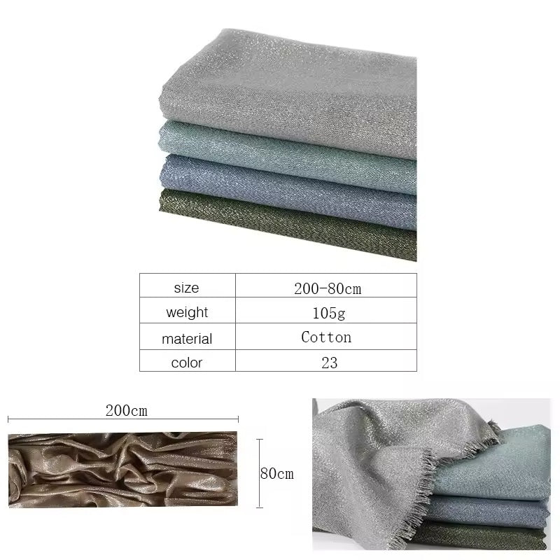 Women Glimmer Shiny Women Hijab Scarf Muslim Long Scarves Light Weight