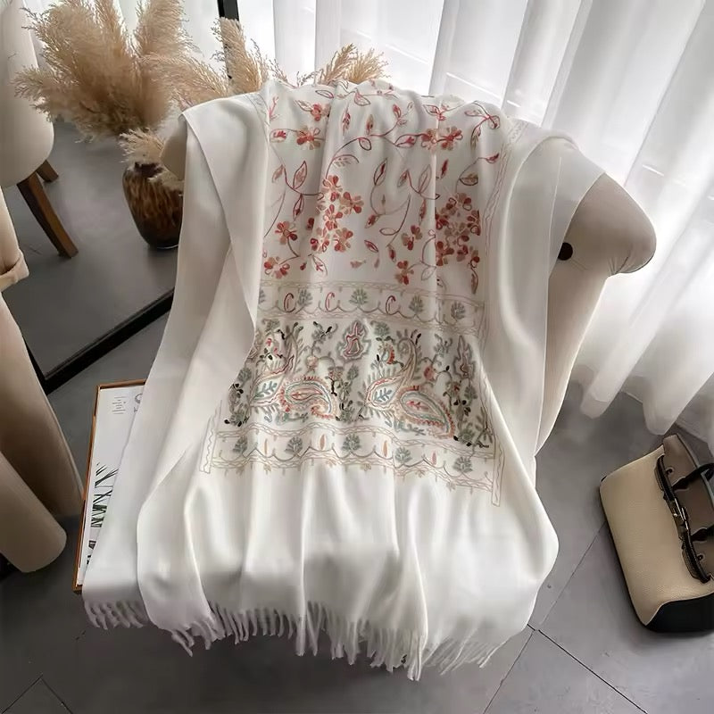 Women Embroidered Scarf Elegant and Versatile for Women Floral Shawl