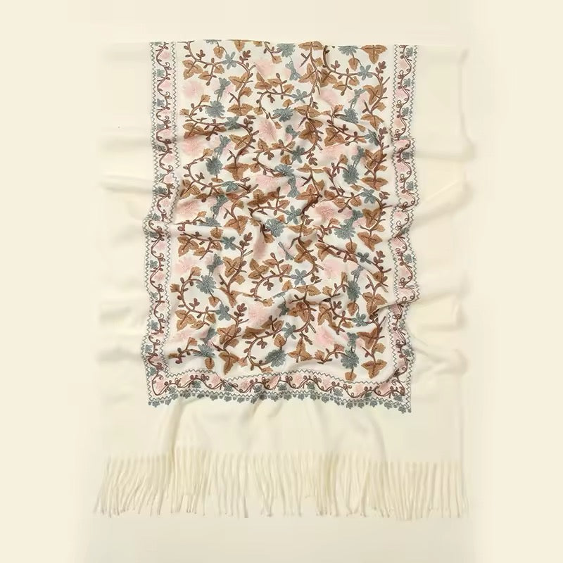 Women Embroidered Scarf Elegant and Versatile for Women Floral Shawl