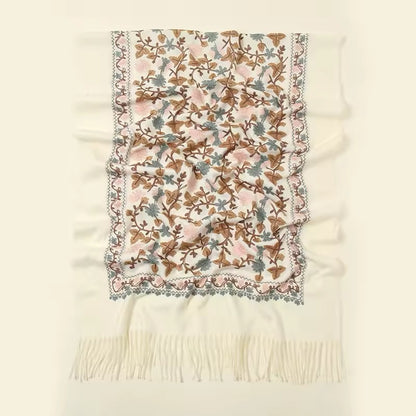 Women Embroidered Scarf Elegant and Versatile for Women Floral Shawl