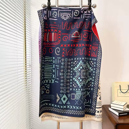 Women Luxurious Cashmere Touch Scarf - Warm Fringe Shawl