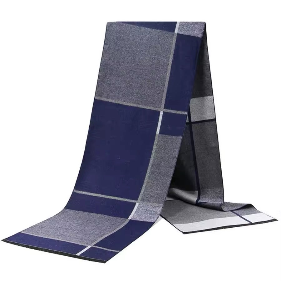 Men & Women Checked Pattern Cashmere Touch Scarf - Warm Fringe Shawl