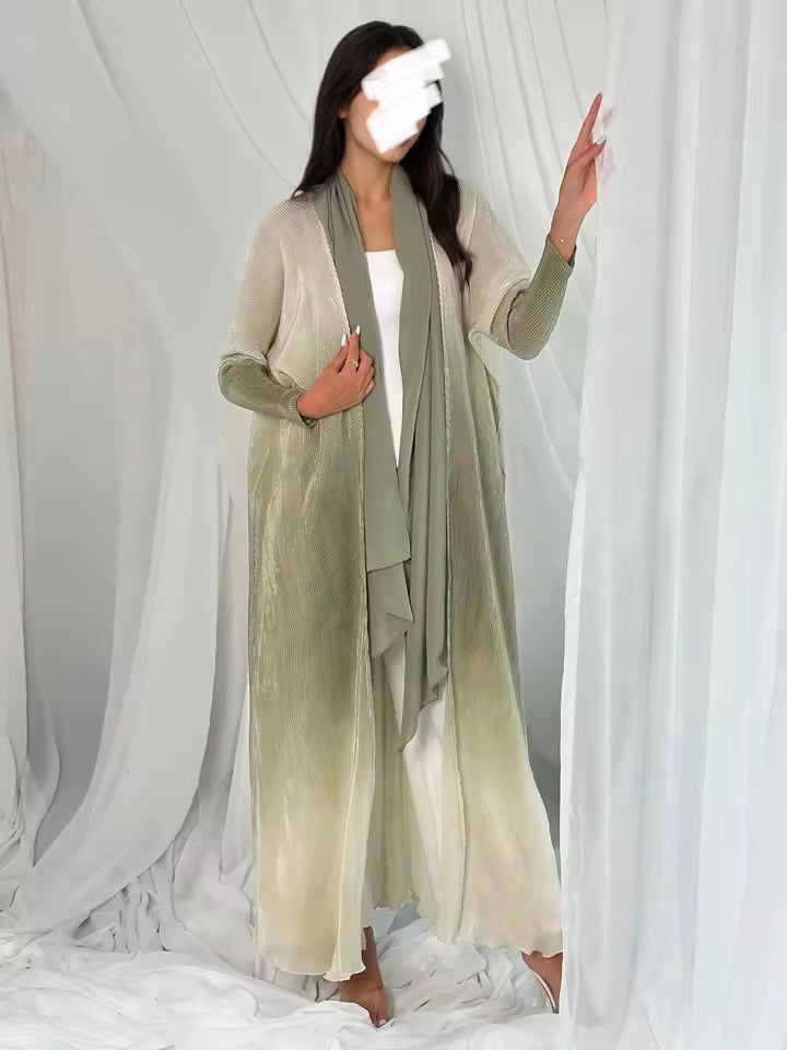 Women Split Abaya Open Front Kaftan Arab Long Robe