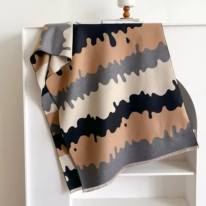 Women Luxurious Cashmere Touch Scarf - Warm Fringe Shawl