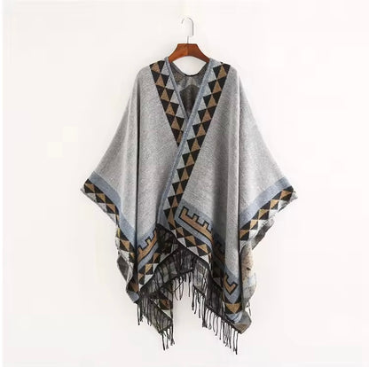 Cashmere Wool Cape Scarf Split Thickened Autumn and Winter Women Cape