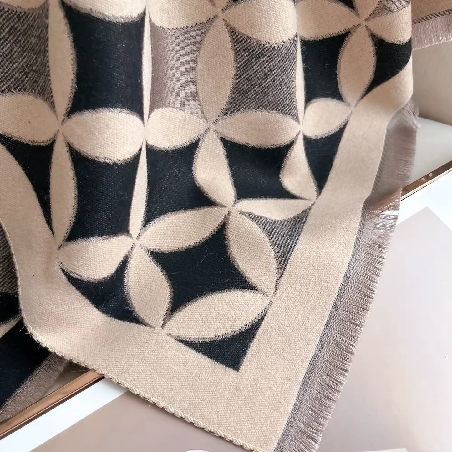 Women Luxurious Cashmere Touch Scarf - Warm Fringe Shawl