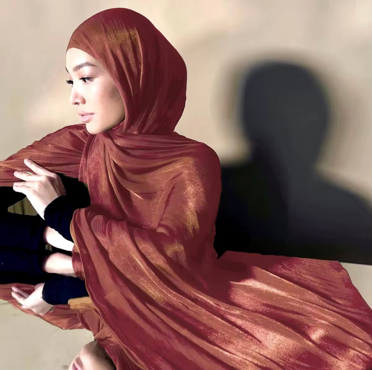 Women Glimmer Shiny Women Hijab Scarf Muslim Long Scarves Light Weight