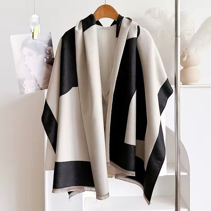 Luxury Women Limited Edition Horse Design Cashmere Touch Scarf - Warm Fringe Shawl