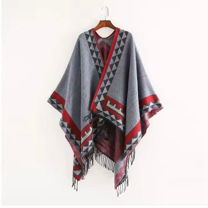 Cashmere Wool Cape Scarf Split Thickened Autumn and Winter Women Cape