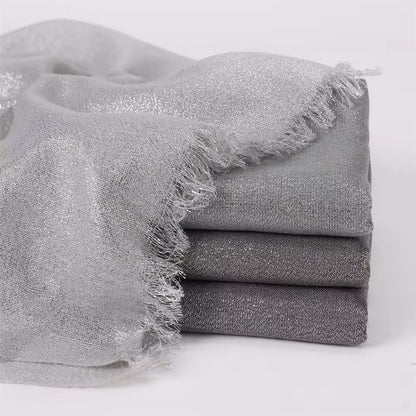 Women Glimmer Shiny Women Hijab Scarf Muslim Long Scarves Light Weight