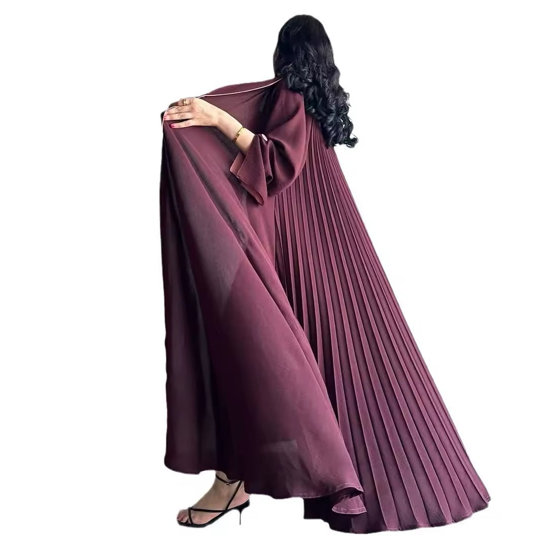 Women Split Abaya Open Front Kaftan Arab Long Robe