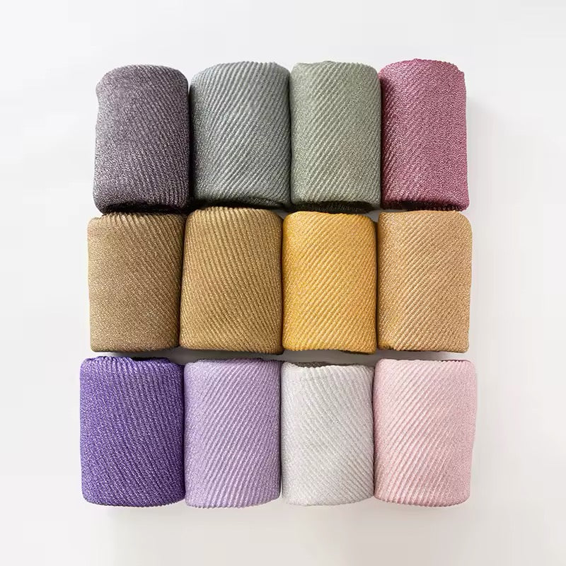 Women Glimmer Shiny Women Hijab Scarf Muslim Long Scarves Light Weight