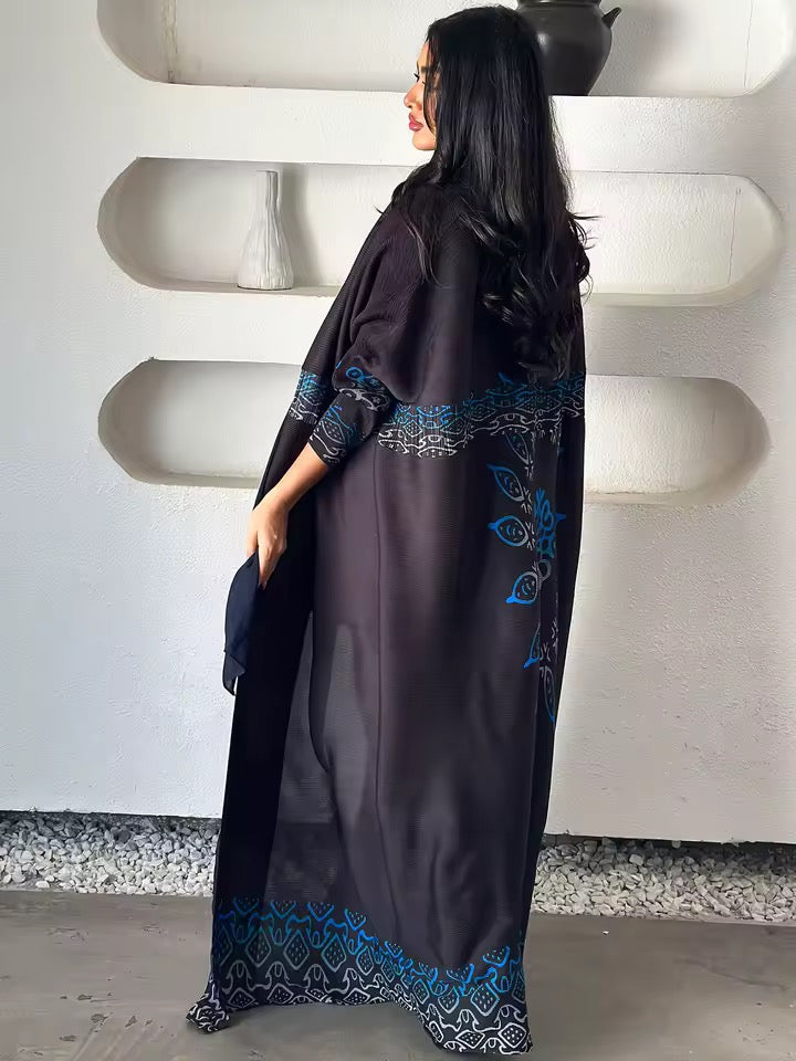 Women Split Abaya Open Front Kaftan Arab Long Robe Women Luxury Abaya