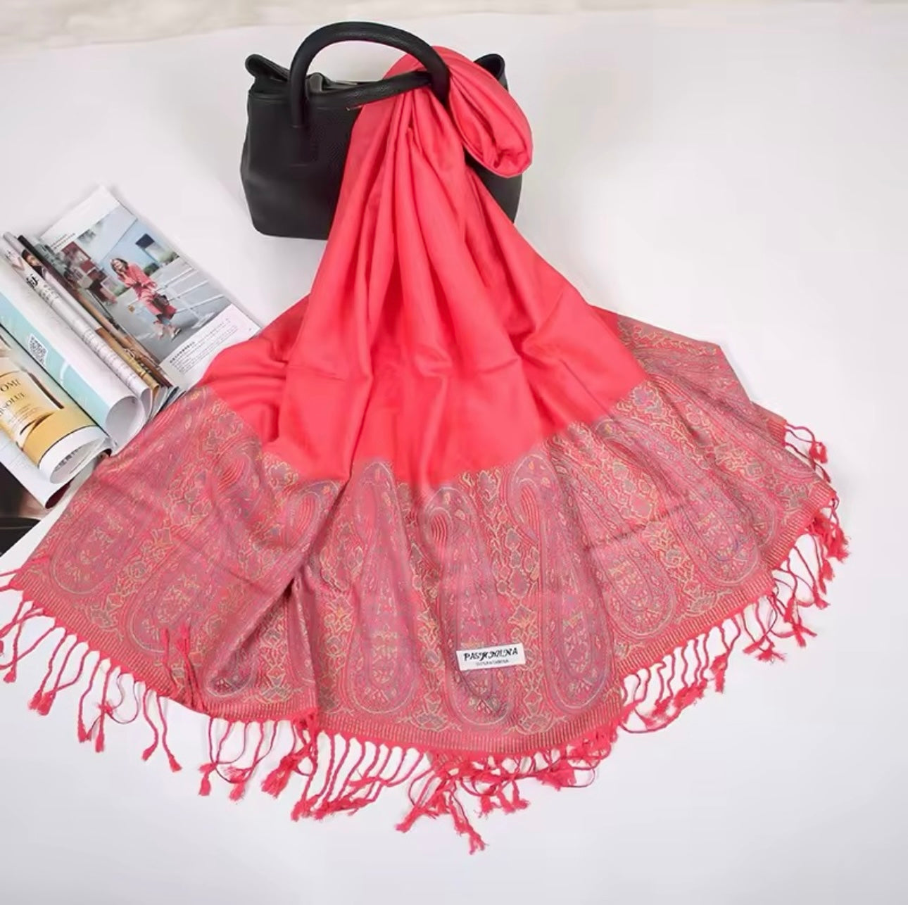 Luxury Women Classic Pashmina Cashmere Touch Scarf - Warm Fringe Pashmina Shaw