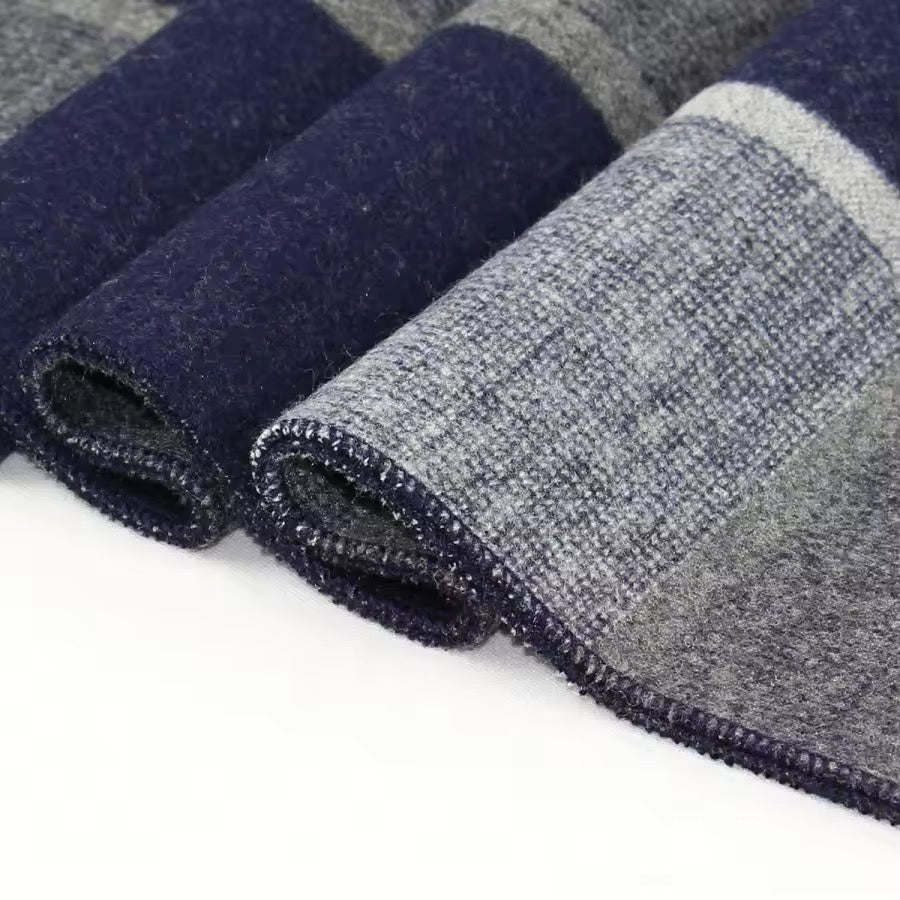 Men & Women Checked Pattern Cashmere Touch Scarf - Warm Fringe Shawl