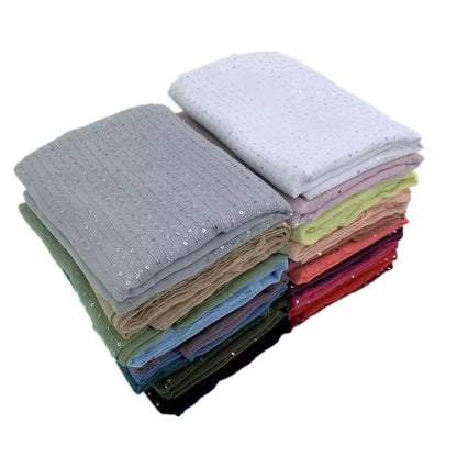 Women Glimmer Shiny Women Hijab Scarf Muslim Long Scarves Light Weight