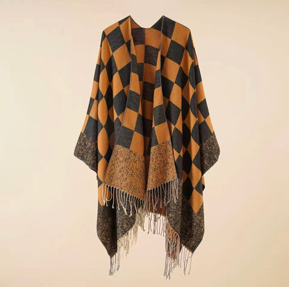 Cashmere Wool Cape Scarf Split Thickened Autumn and Winter Women Cape