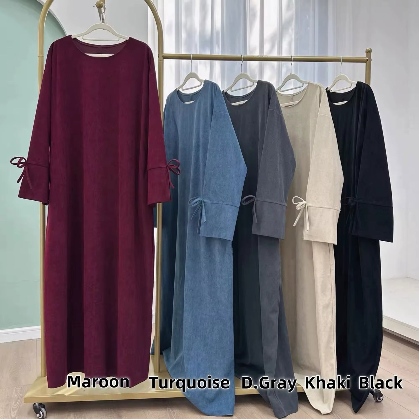 Sweet Bow-knot Dubai Women Closed Abaya Luxury Modest Clothing