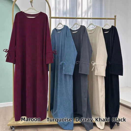 Sweet Bow-knot Dubai Women Closed Abaya Luxury Modest Clothing