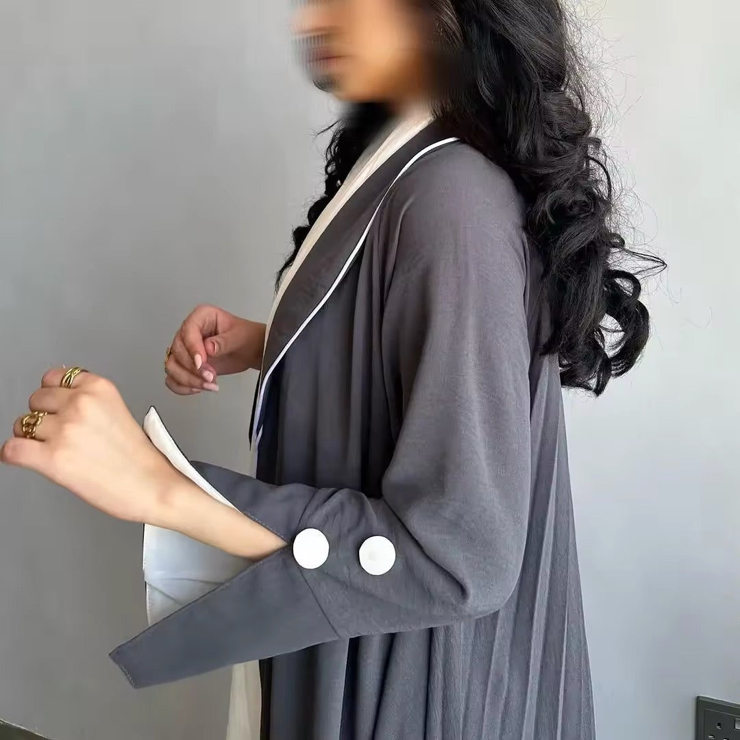 Women Split Abaya Open Front Kaftan Arab Long Robe