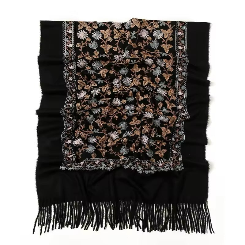 Women Embroidered Scarf Elegant and Versatile for Women Floral Shawl