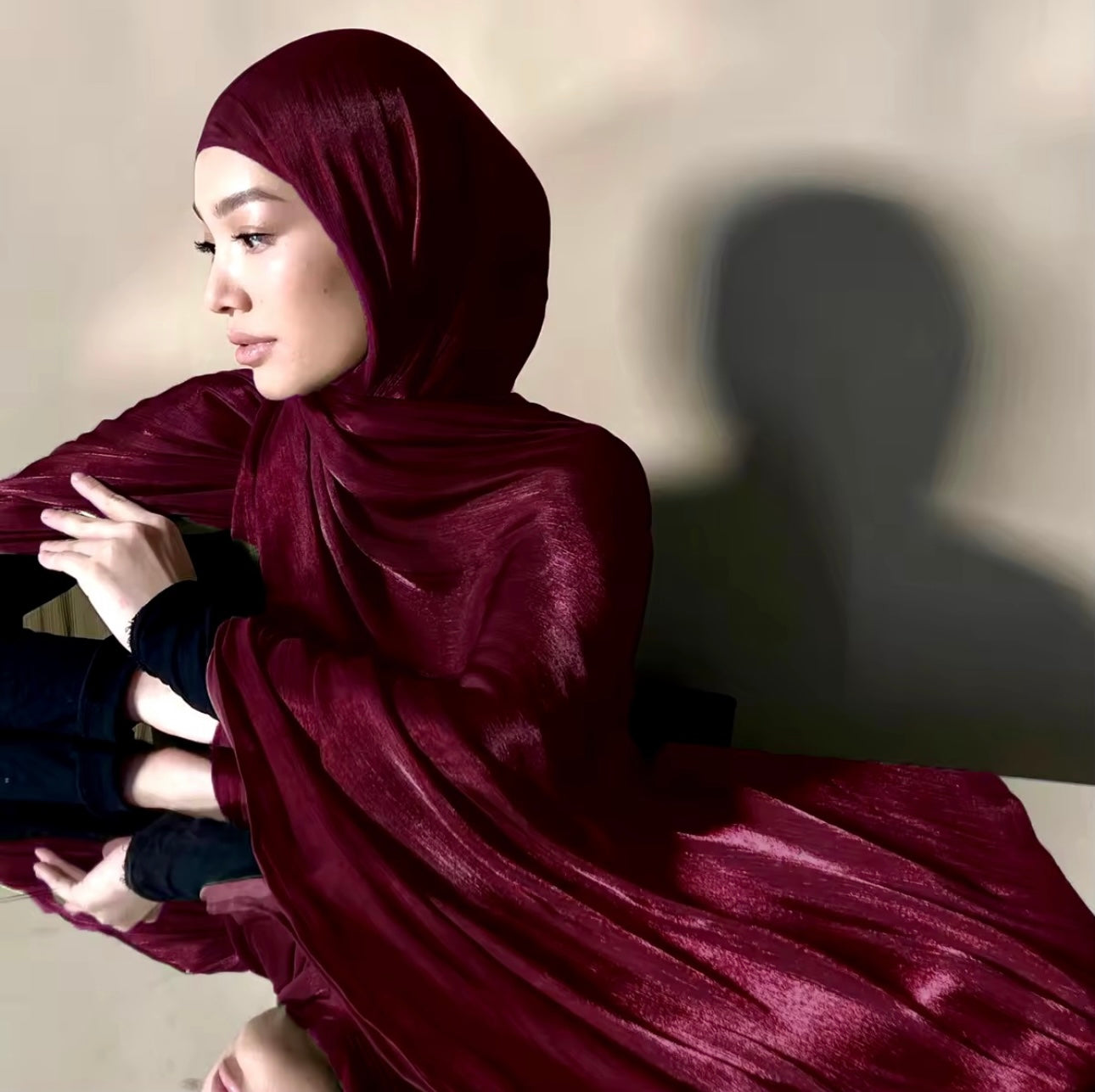 Women Glimmer Shiny Women Hijab Scarf Muslim Long Scarves Light Weight